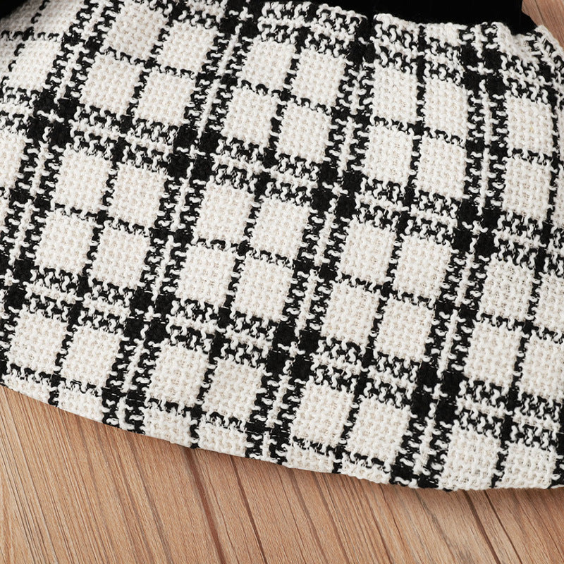 Black Plaid Print Baby Girl Suit Skirt GO buy