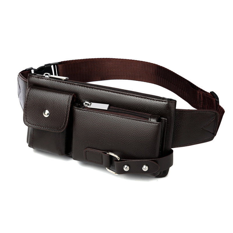 Men's Belt Bag Classic Solid Color PU Leather Waist Bag Outdoor Leisure Travel Fanny Pack Purse GO Buy