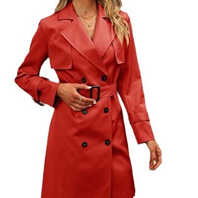 European And American Autumn Women's Double Breasted Fashion Casual Trench Coat GO buy