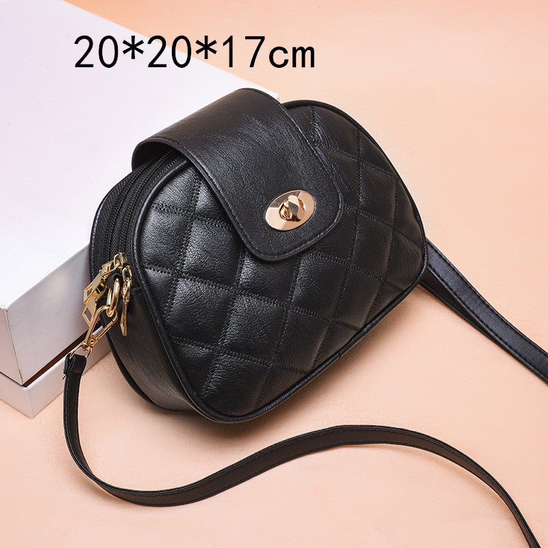 Simple Texture Fashion Rhombus Embroidery Thread Shoulder Bag GO Buy