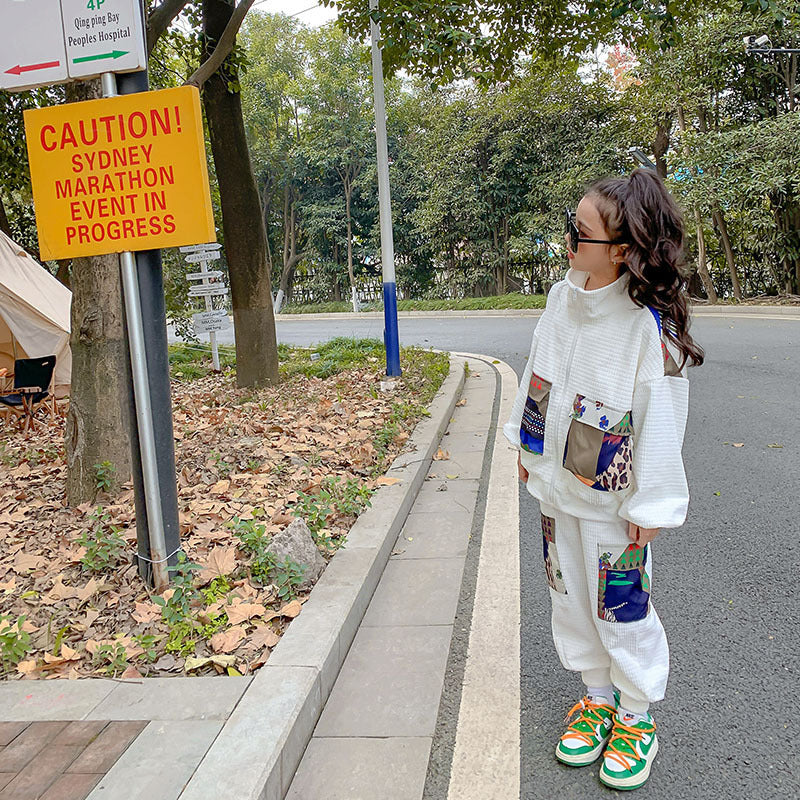 Girl Spring Casual Western Style Fashionable Two-piece Sports Suit GO buy