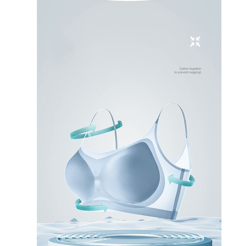 Summer Ultra Thin Ice Silk Seamless Underwear Women's Thin Shoulder Strap Strap Underwear Thin Breathable Ice Silk Beauty Back Sleep Bra GO buy