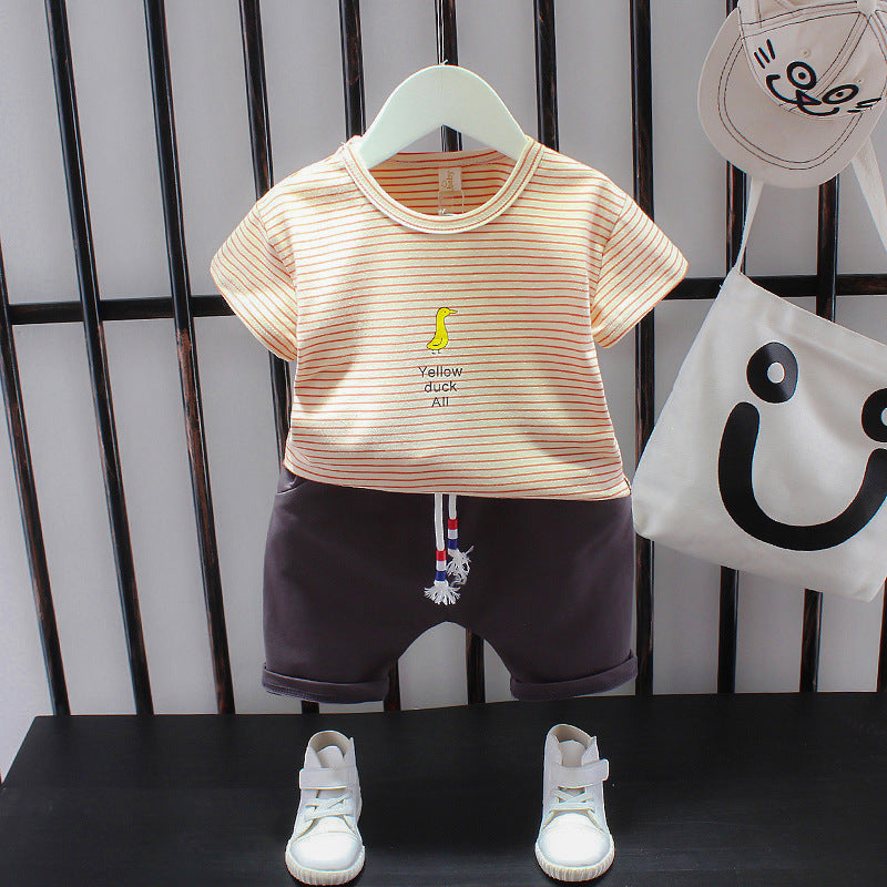 Summer Letter Lapel Short Sleeve Two-piece Suit GO buy