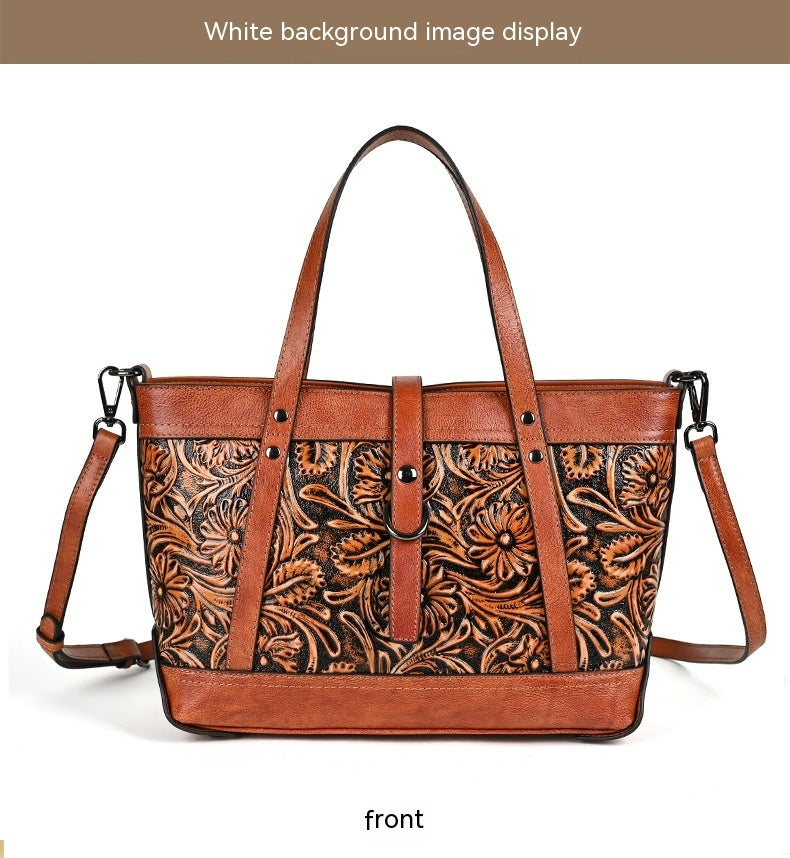 First Layer Cowhide Skeleton-skin Hand Carved Bag GO Buy
