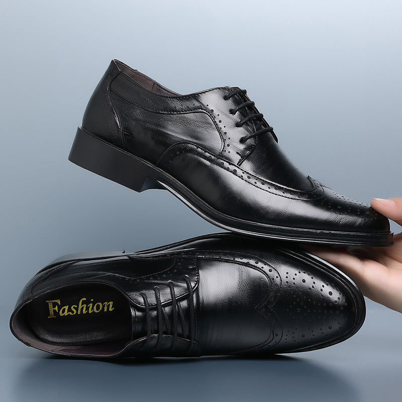 Block Carved Casual Leather Shoes For Men GO Buy