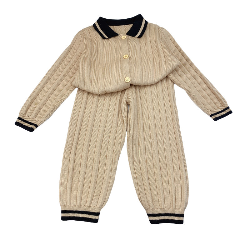Knitted Two-piece Girl's Sweater Children's Suit GO buy