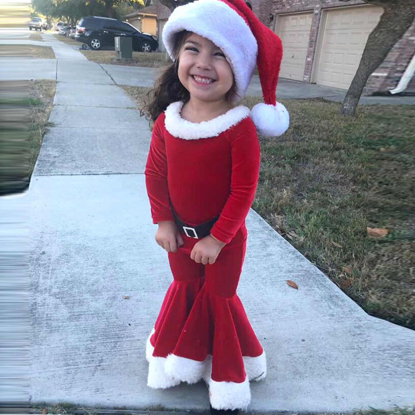 Winter Christmas Long-sleeved Shirt Bell Bottoms Hat Three-piece Children's Clothing GO buy
