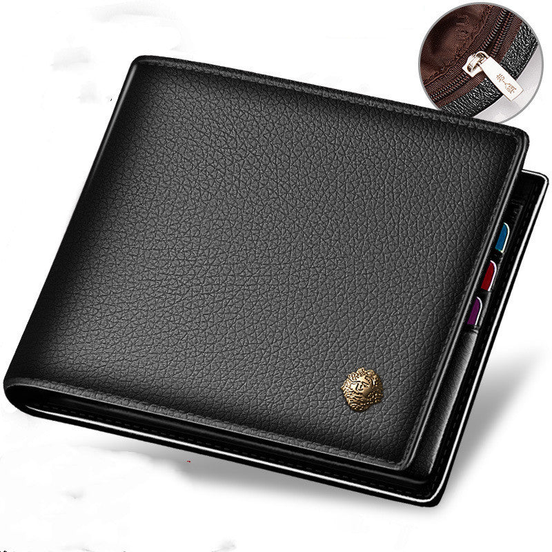 Horizontal First Layer Cowhide Business Zipper Wallet GO Buy