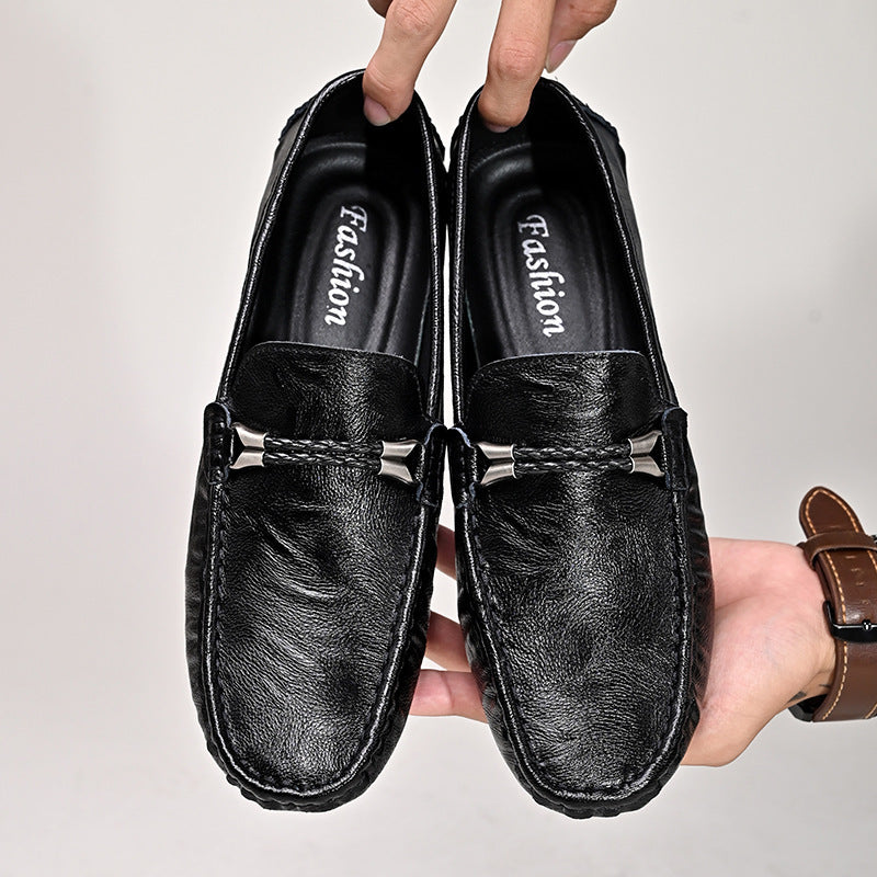 Plus Size Cowhide Casual Shoes Men's British One Pedal Loafers Gobuy Fashion