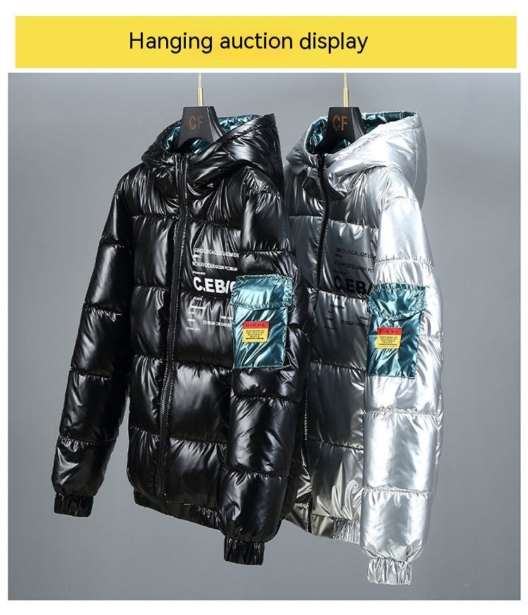 Winter Down Thick Bright Leather Cotton-padded Jacket GO buy