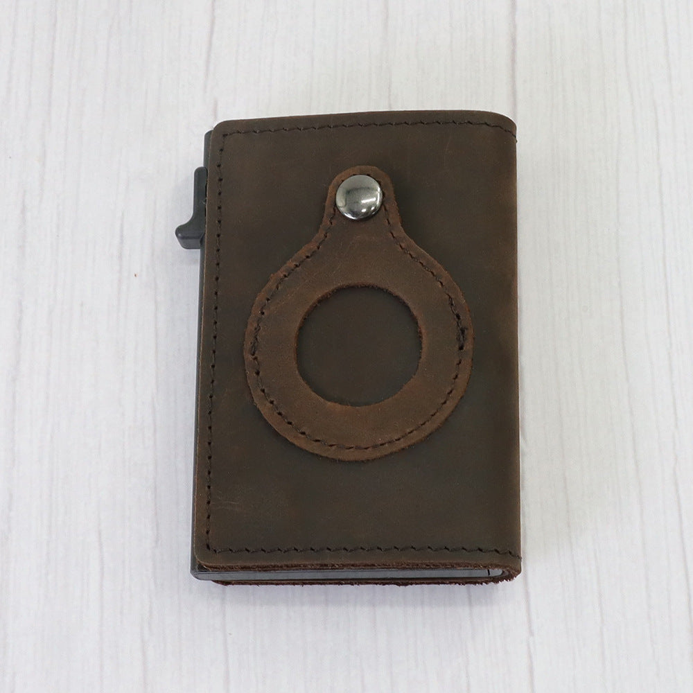 Leather Card Case Automatic Card Wallet Anti Lost GO Buy