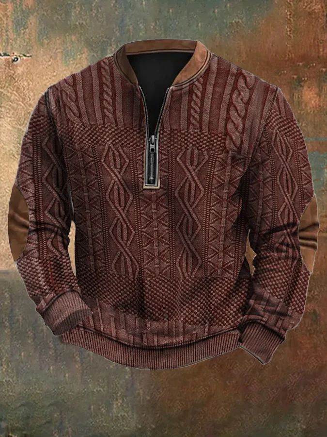 Autumn And Winter Printed Half Zipper Sweater With Buckle Gobuy Fashion