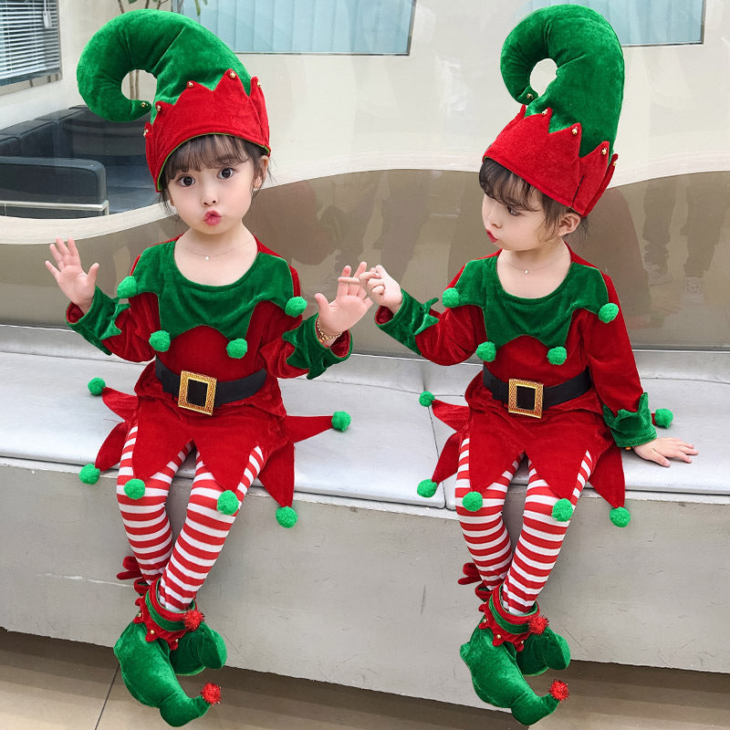 Christmas Children's Elf Dress Suit Costume GO buy