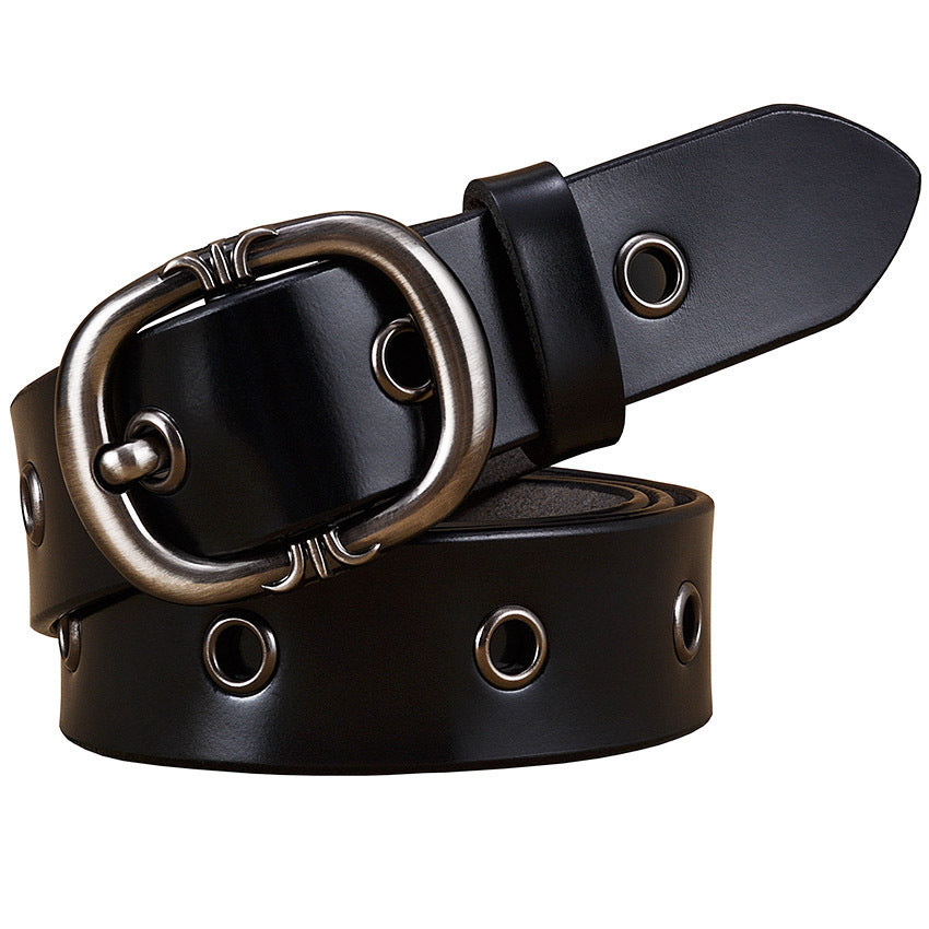 Ladies Belt Leather Belt Fashion Two-layer Cowhide Alloy Pin Buckle Belt GO Buy