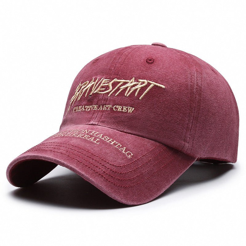 Faded Washed Distressed Baseball Cap Embroidered Letters - Gobuy Fashion