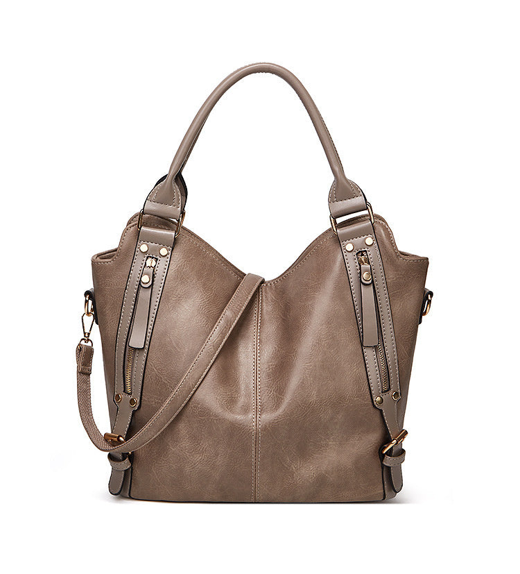 Women's Handbag Large Capacity Single Shoulder Messenger Oil Leather Bag GO Buy
