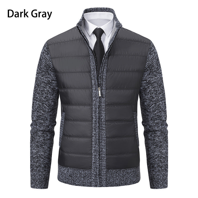 Stand Collar Fleece-lined Thickened Men's Coat GO buy