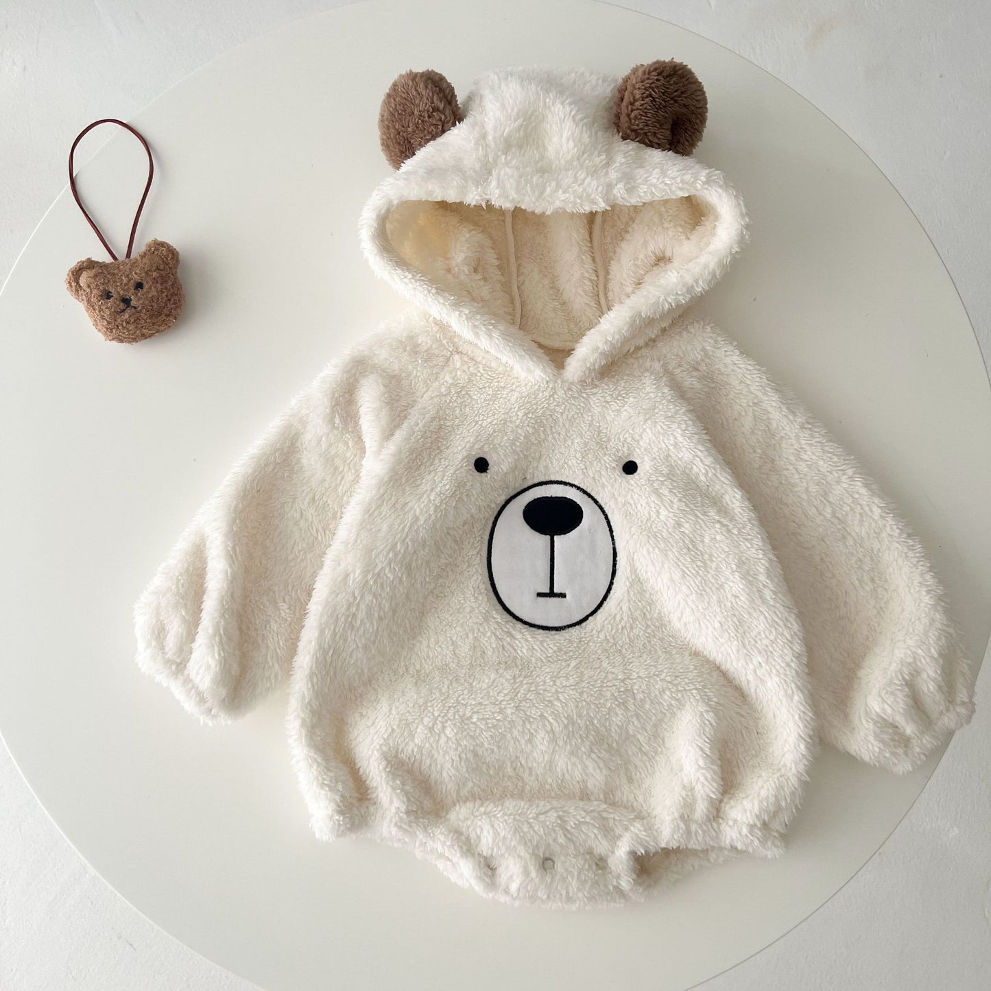 Ins Baby Hooded Bear Plush Romper For Warmth GO buy