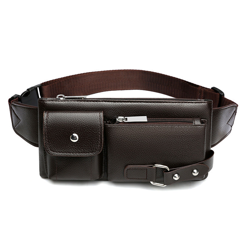 Men's Belt Bag Classic Solid Color PU Leather Waist Bag Outdoor Leisure Travel Fanny Pack Purse GO Buy