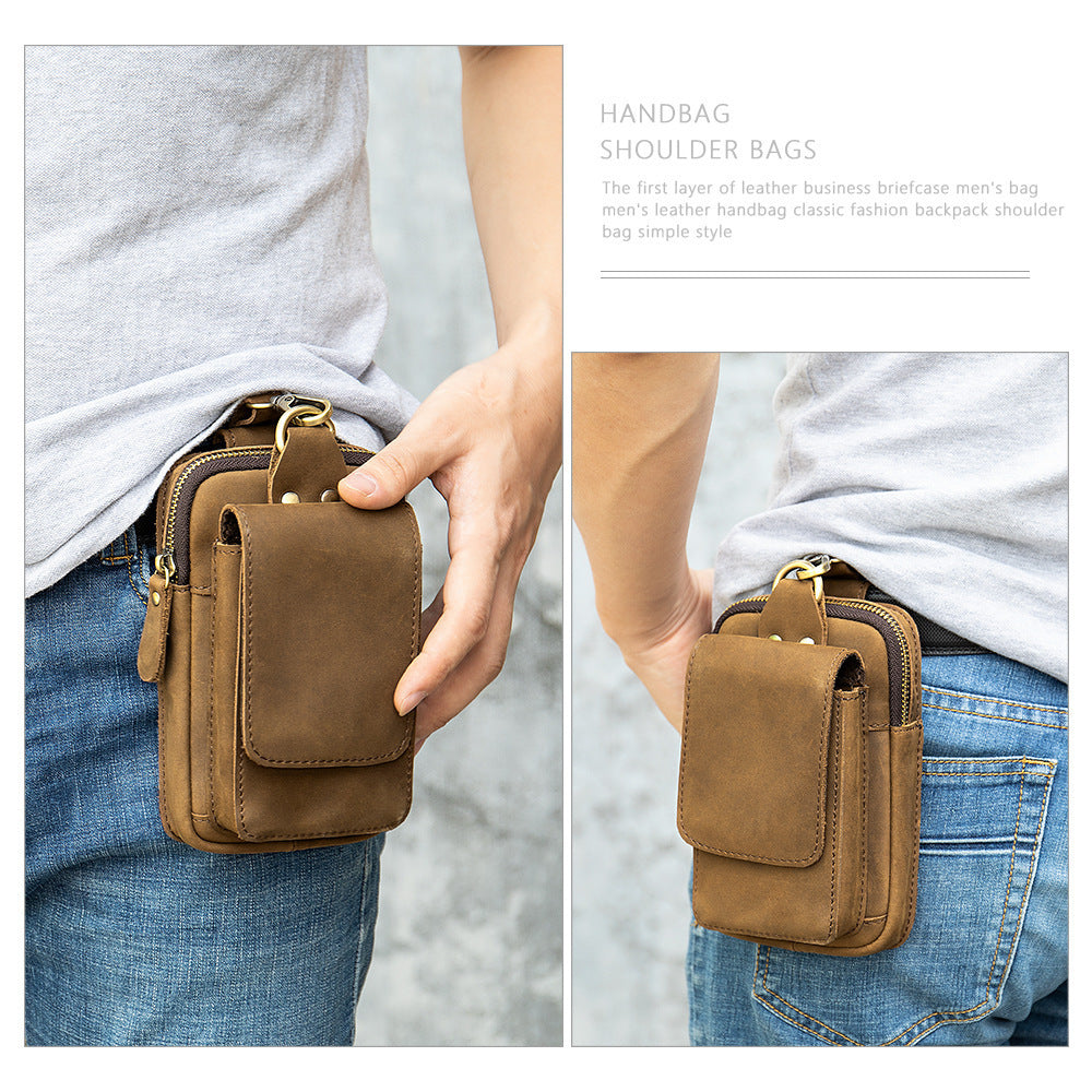 Men's Head Leather Chest Bag Business Casual Leather Crossbody Chest Bag Student Chest Bag GO Buy