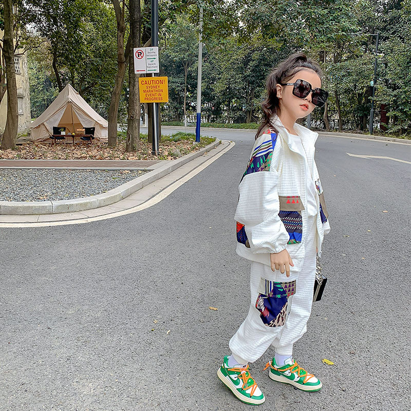 Girl Spring Casual Western Style Fashionable Two-piece Sports Suit GO buy