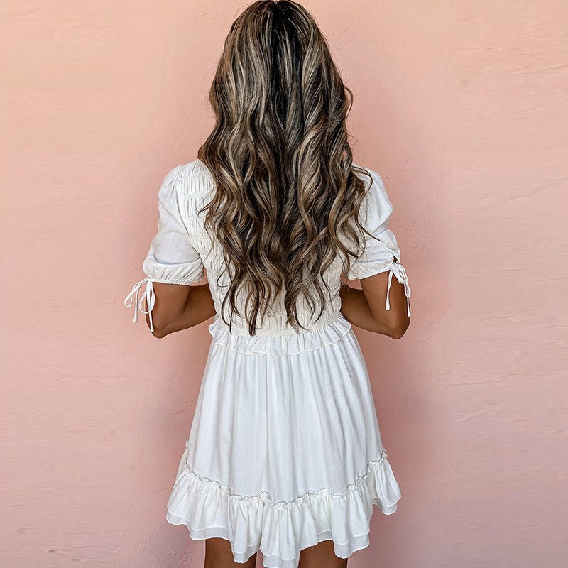 New Solid Color High Waist Dress Women - Gobuy Fashion