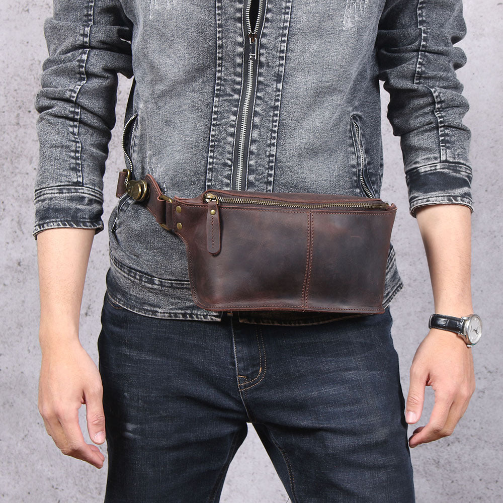 Men's Multifunctional Large-capacity Leather Chest Bag Retro Cross-body GO Buy