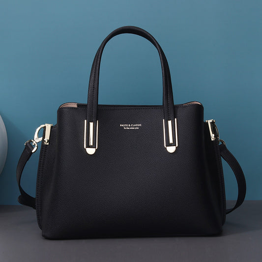Fashion Women's Leather Black Large Capacity Messenger Bag GO Buy