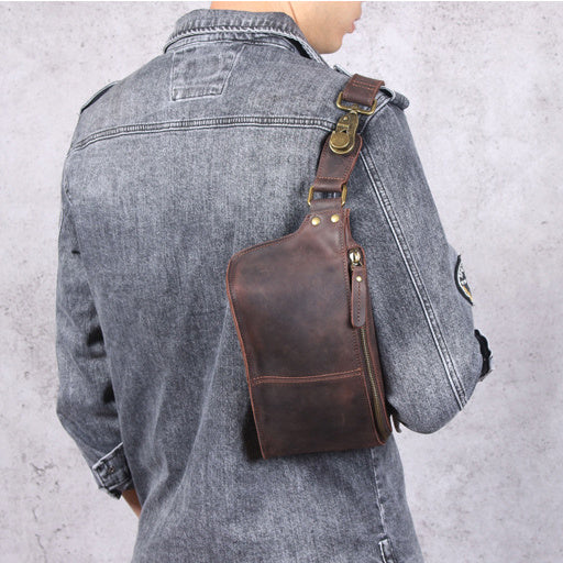 Men's Multifunctional Large-capacity Leather Chest Bag Retro Cross-body GO Buy