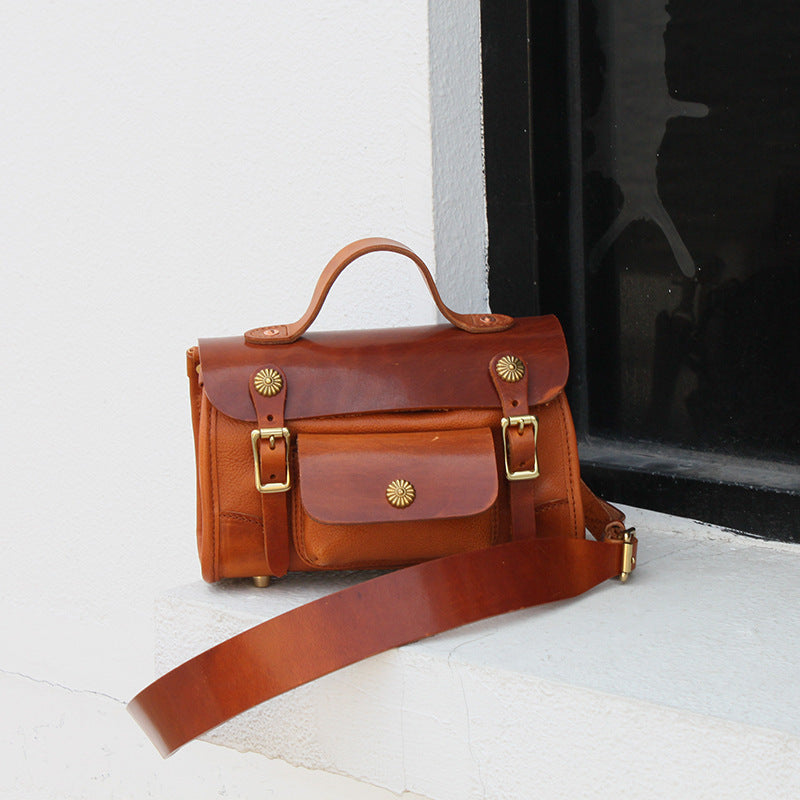 Head Layer Tree Cream Vegetable Tanned Cow Leather Messenger Bag GO Buy