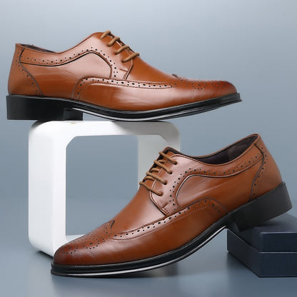 Block Carved Casual Leather Shoes For Men GO Buy
