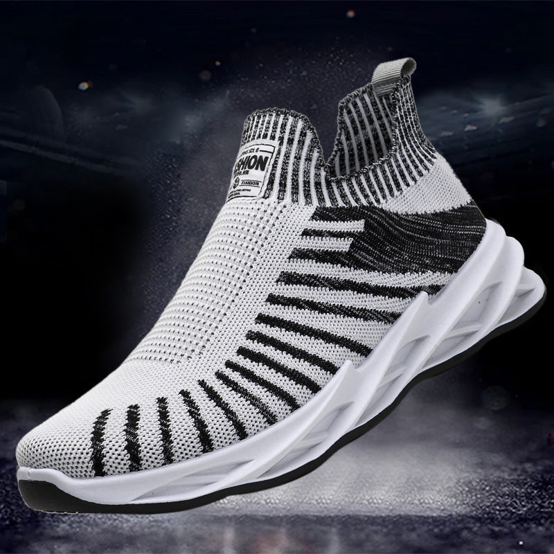 Sock Mesh Shoes Men Stripe Sneakers Lightweight Breathable Flat Shoes GO Buy