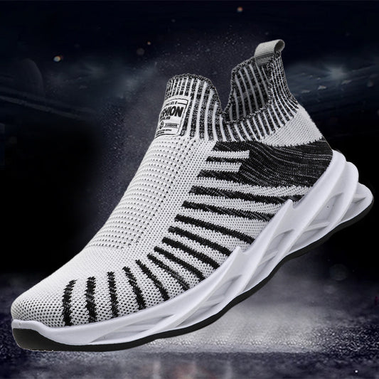 Sock Mesh Shoes Men Stripe Sneakers Lightweight Breathable Flat Shoes GO Buy