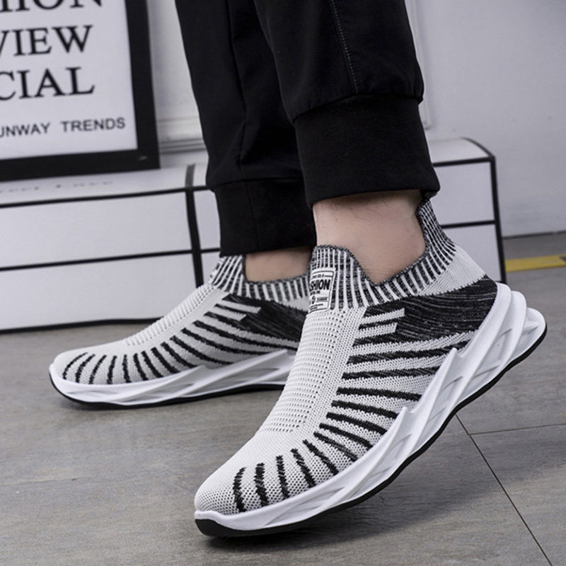 Sock Mesh Shoes Men Stripe Sneakers Lightweight Breathable Flat Shoes GO Buy