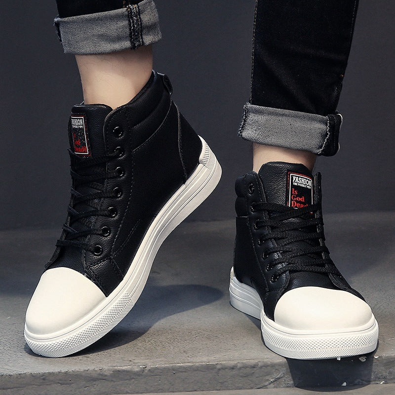 White Men Casual  Tennis Comfortable Lace-up Leather Casua Walking Shoes GO Buy