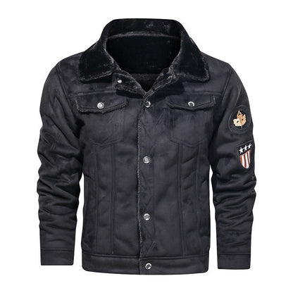 Men's Lapel Deerskin Plus Velvet Thick Fur Coat GO Buy