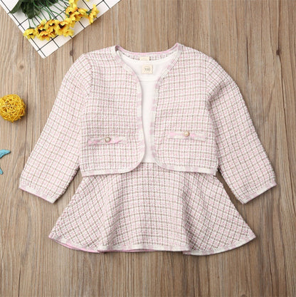 Long-sleeved Dresses Two-piece Children's Baby Small Incense Wind Suit GO buy