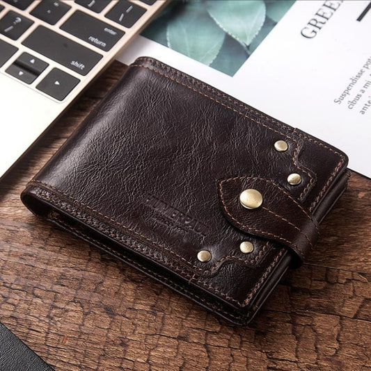 Men's Multi-card Anti-magnetic Real Cowhide Wallet GO Buy