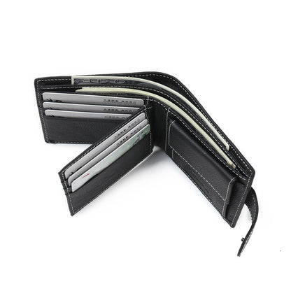 Men's leather wallet with zipper and buckle GO Buy