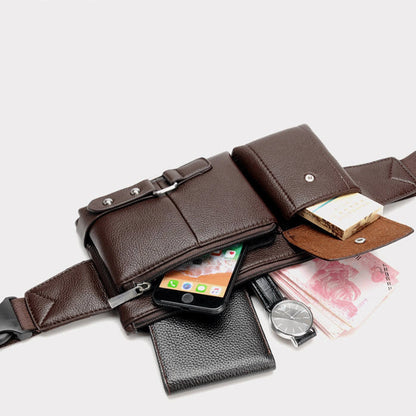 Men's Belt Bag Classic Solid Color PU Leather Waist Bag Outdoor Leisure Travel Fanny Pack Purse GO Buy
