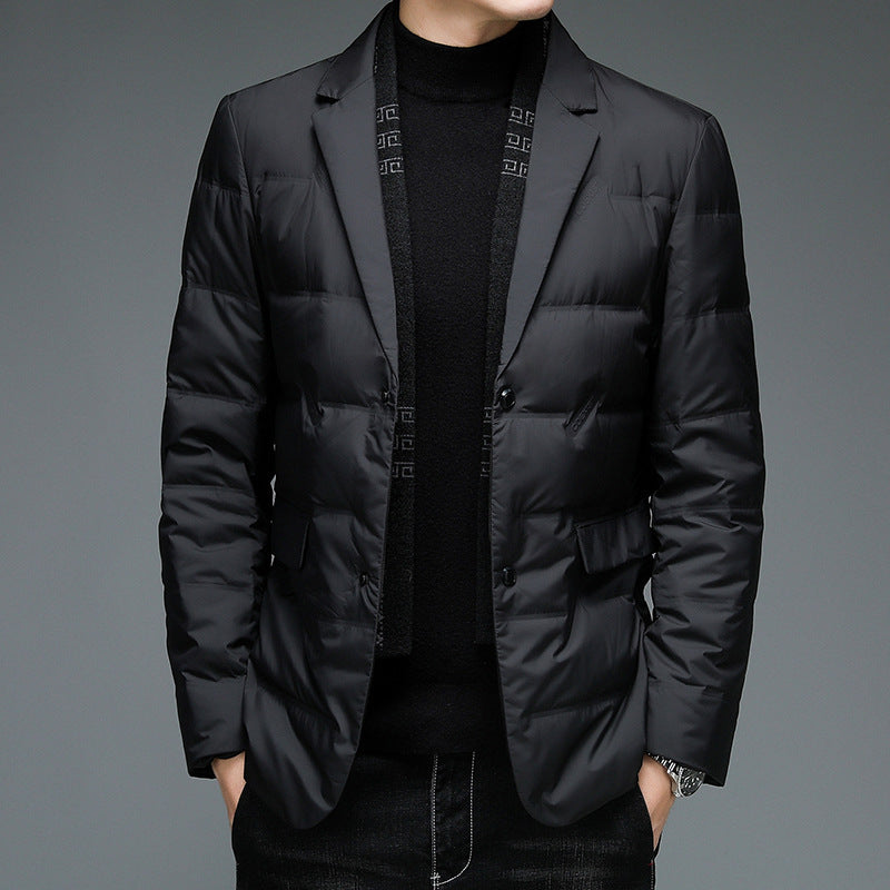 Winter Men's Suit Detachable Scarf Collar Casual Down Jacket GO buy