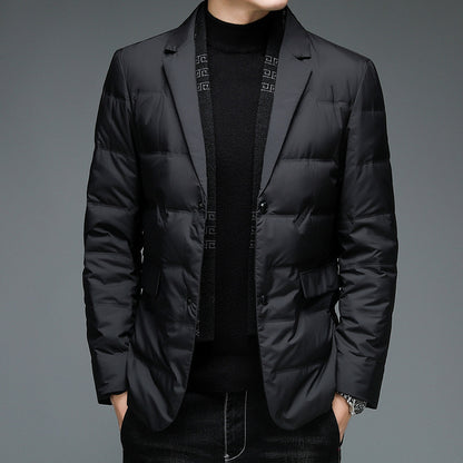 Winter Men's Suit Detachable Scarf Collar Casual Down Jacket GO buy