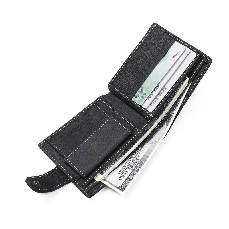 Men's leather wallet with zipper and buckle GO Buy