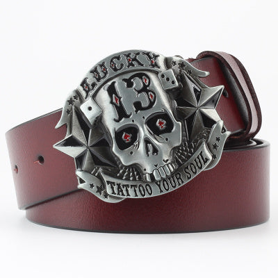Ghost Head Series Big Strap Casual Taro Decorative Belt Leather GO Buy
