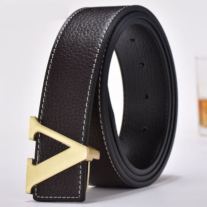 Korean fashion letter leather belt men's belt GO Buy
