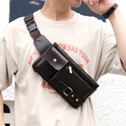 Men's Belt Bag Classic Solid Color PU Leather Waist Bag Outdoor Leisure Travel Fanny Pack Purse GO Buy