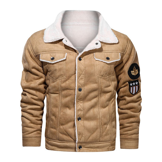 Men's Lapel Deerskin Plus Velvet Thick Fur Coat GO Buy