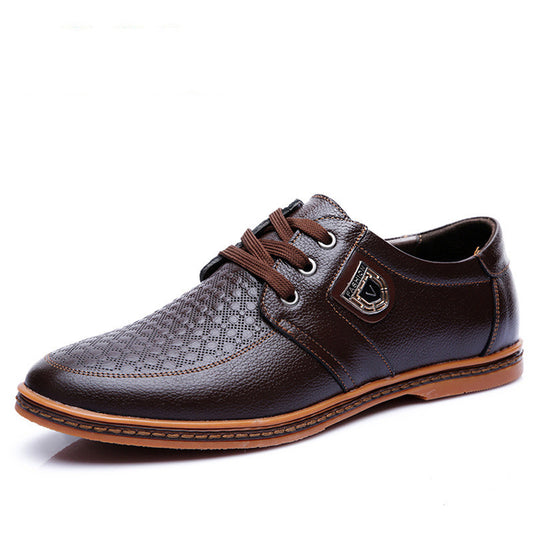 Men's Casual Leather Shoes Business Soft Sole Round Toe GO Buy