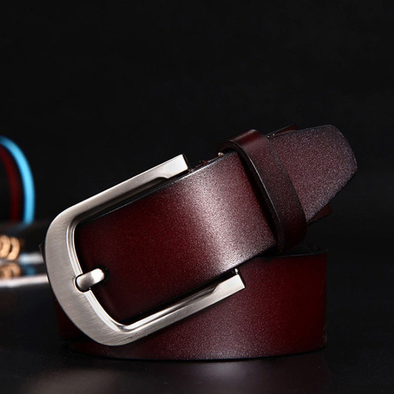 Leather Cowskin Vintage Jean Belt Pin Buckle Simple Men's Belt Wide GO Buy