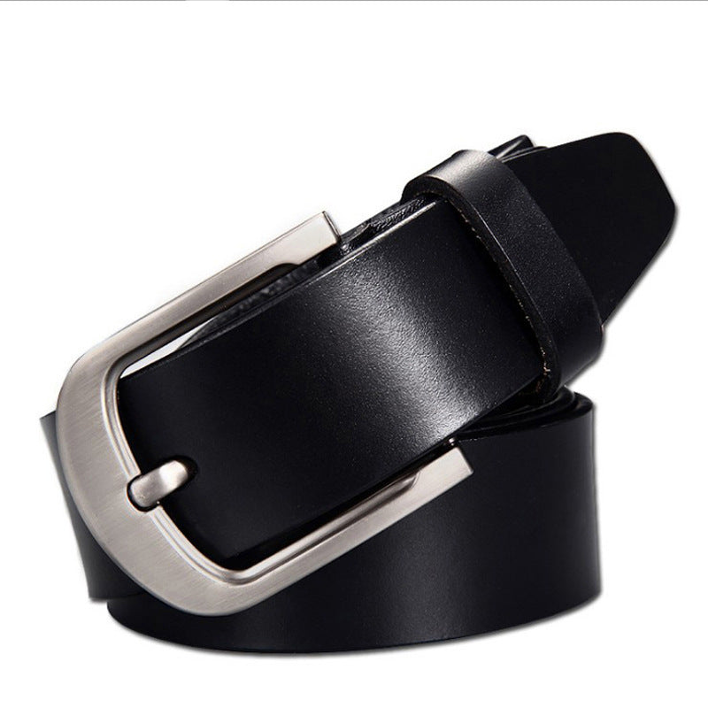 Leather Cowskin Vintage Jean Belt Pin Buckle Simple Men's Belt Wide GO Buy